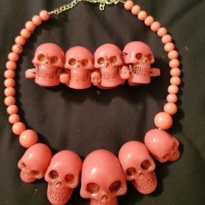 *SOLD****Kreepsville Skull Necklace and Bracelet